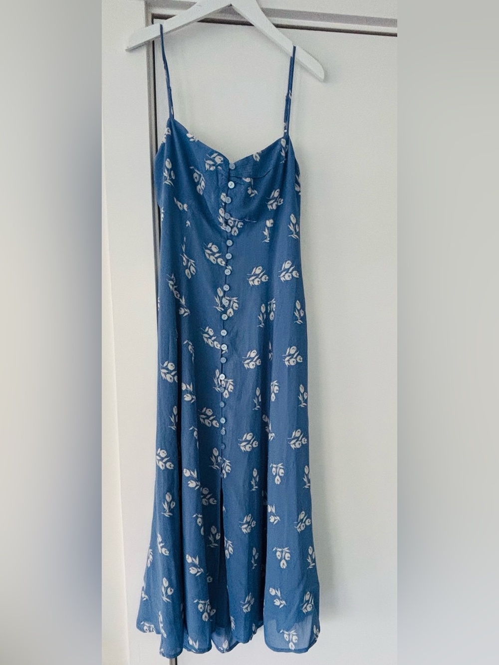 Reformation Blue Spaghetti strap midi dress size 6